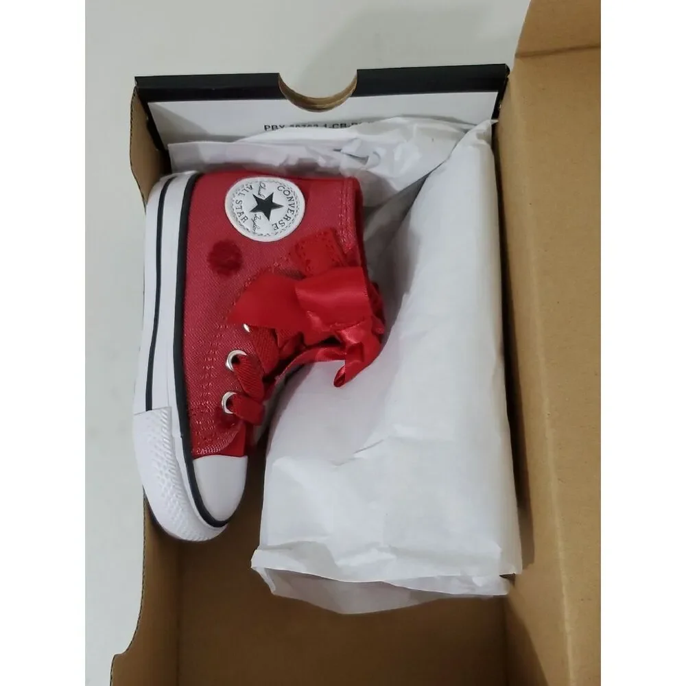 Converse CTAS 1V High Top Toddler Sneakers Red Bow Size 5 NIB